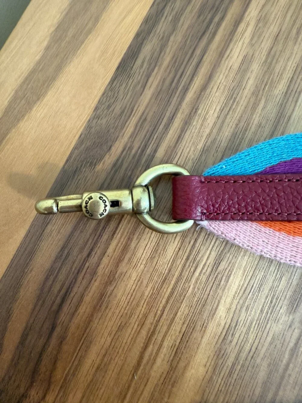 Coach Rainbow Striped Webbing Strap adjustable EUC